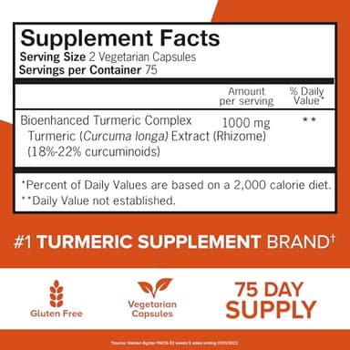 Qunol Turmeric Curcumin Supplement, 1000mg with Ultra High Absorption, for Joint Support, Extra Strength Capsules, 150 Count - Image 4