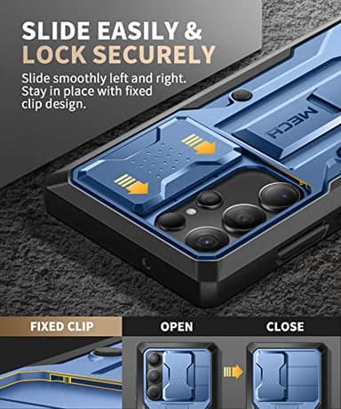 TONGATE for Samsung Galaxy S23 Ultra Case, [Built-in Slide Camera Cover & Screen Protector] [2 Front Frame] Military Grade Shockproof S23 Ultra Phone Case with Kickstand & Belt-Clip 6.8", Blue - Image 3