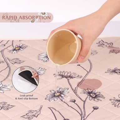 IEUUMLER Washable Pee Pads for Dogs, 2 Pack Non-Slip & Waterproof Pack Whelping Pad, Reusable Washable Puppy Potty Training Pad with Fast Absorbent for Playpen EU007 (Pink Daisy, 48"X30"-2pcs) - Image 3