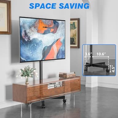 Rfiver Mobile TV Cart Rolling TV Stand for 23-60 Inch Screens, Portable TV Stand on Wheels with Tilt and Height Adjustable, Outdoor TV Mount Stand Holds up to 88 lbs for Home Office MAX VESA 400x400mm - Image 4