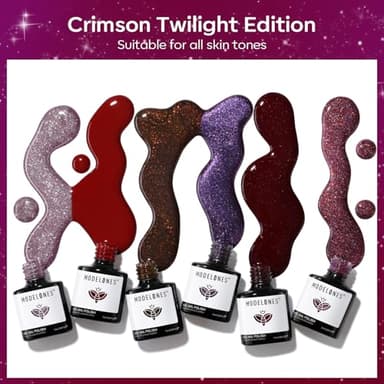 modelones Gel Nail Polish Set 6 Colors Red Burgundy Brown Purple Glitter Gel Nail Polish Color Changing Sparkle Shimmer Polish Kit Soak Off UV Nail Art DIY Salon Gifts For Women Girl - Image 4