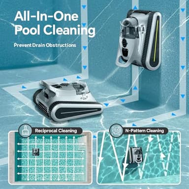 Cordless Robotic Pool Cleaner -Pool Vacuum 180W Brushless Motor, 45,000Pa Suction, Wall Climbing, Sonar Navigation, 3 Modes Automatic Pool Robot for Inground & Above-Ground Pools Up to 2150 Sq. Ft. - Image 2
