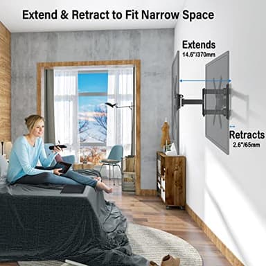 MOUNTUP Full Motion TV Wall Mount for Most 26-60 Inch TVs, Max VESA 400x400mm Wall Mount TV Bracket with Swivel Tilting Extension Level Adjustment for LED LCD Flat Curved TVs Up to 77 LBS, MU0018 - Image 7