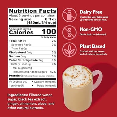 STASH Double Spice Chai Latte - Dairy Free Plant Based Tea Concentrate - Caffeinated - 32 fl oz, 5 Servings (Pack of 6) - Image 2