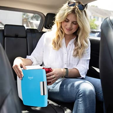 Cooluli Mini Fridge for Bedroom - Car, Office Desk & Dorm Room - Portable 4L/6 Can Electric Plug In Cooler & Warmer for Food, Drinks, Skincare Beauty & Makeup - 12v AC/DC & Exclusive USB Option, Blue - Image 7