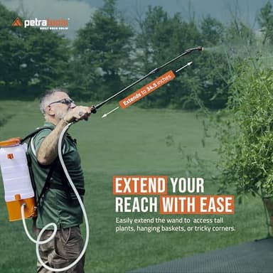 PetraTools Battery Powered Backpack Sprayer 4 Gallon - 6 Hours Long Battery Life & Padded Straps for Comfort - HD4000 Electric Backpack Garden Sprayer with 6 Spray Nozzles & 90PSI Adjustable Pressure - Image 6