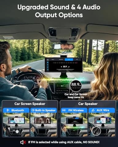 Portable Wireless Carplay Screen for Car: 10.26" HD Car Tablet Compatible with Apple Carplay Android Auto Stereo Touchscreen with 4K Dash Cam/Backup Camera/GPS Navigation/Mirror Link - Image 6