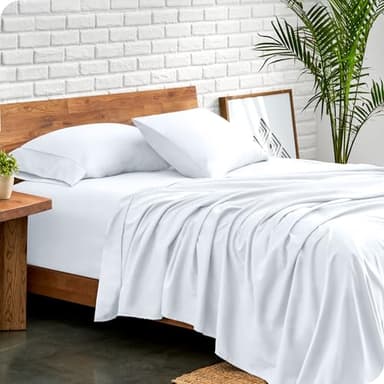 Bare Home Queen Sheet Set - Luxury 1800 Ultra-Soft Microfiber Queen Bed Sheets - Double Brushed - Deep Pockets - Easy Fit - 4 Piece Set - Bedding Sheets & Pillowcases (Queen, White) - Image 2
