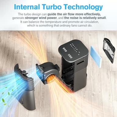 24" Windowless Portable Air Conditioner, 15H Timer & 120°Oscillation, 3-IN-1 Portable AC Unit with Remote, 2-Gal Tank, 3 Modes & 3 Speeds, Ultra-Quiet Ventless Swamp Cooler for Room Home Office, Inky - Image 5