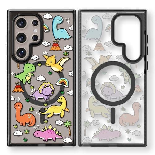 Rosarnnah Magnetic for Samsung Galaxy S24 Ultra Magsafe Case Cute Aesthetic - Durable Shockproof 6.6 ft Drop Impact Phone Case Cover with Funny Fashion Baby Dinosaur Design 6.8" Black - Image 1