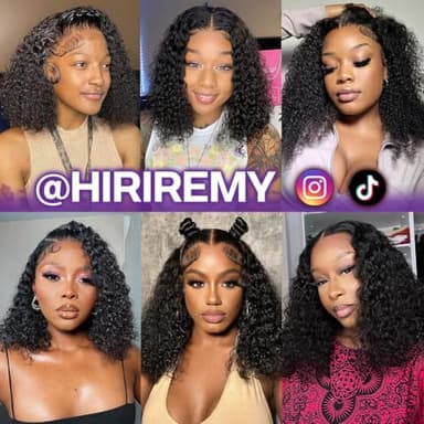 HIRIREMY Deep Wave BOB Wig Human Hair 13x4 HD Curly BOB Lace Front Wigs Human Hair Pre Plucked Wear And Go Glueless Short Curly Frontal BOB Wigs For Black Women Wet And Wavy 14 Inch - Image 6