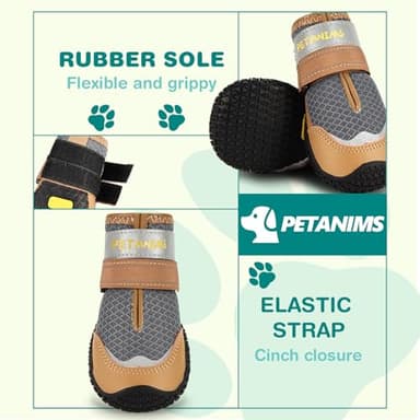 Petanims Dog Shoes for Small Dogs, Medium Dog Boots & Paw Protectors for Winter Snow, Breathable Dog Booties for Hot Pavement, Hardwood Floors Gray Size 1 - Image 6