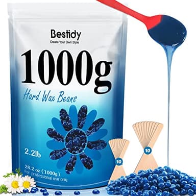 Bestidy Hard Wax Beads for Hair Removal - 1000g Waxing Beans for All Body and Bikini Areas (Blue) - Image 1