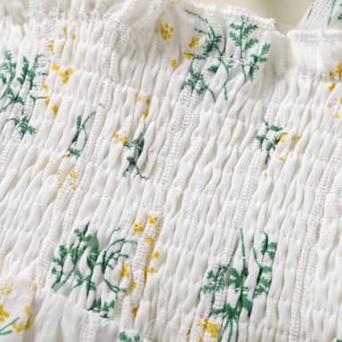 JEELLIGULAR Toddler Dress Ruffle Sleeveless Button Down Denim Dress for Toddler Girl Dress Summer Beach Casual A-line Sundress(White Retro Floral Pattern,3-4T) - Image 6