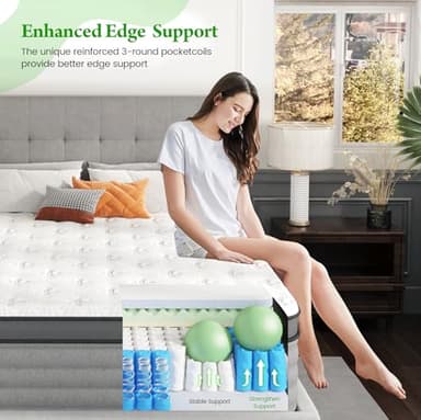 Onlylucky California King Mattress - 12 Inch Gel Memory Foam Mattress with Individual Pocket Spring for Pressure Relief & Motion Isolation, Premier Comfort Night Sleep, Enhance Support Hybrid Bed - Image 7