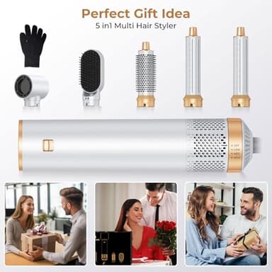 Hair Dryer Brush 5 in 1, Negative Ion Blow Dryer Brush Set Upgrade Hot Air Brush As A Gift for Straight/Curl/Drying/Smoothing Air Styler Curling Wrap Air Curler, Curling Iron Hair Styling Tools - Image 8