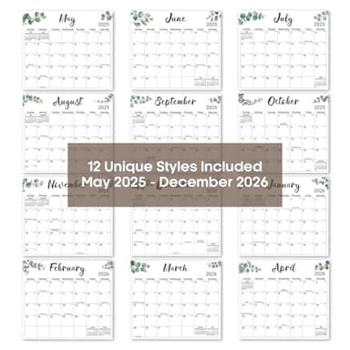 Aesthetic 2025-2026 Magnetic Calendar for Refrigerator, Fridge Magnet Runs Until December 2026, 20 Monthly Planner with Greenery Design for Easy Organizing - Image 6