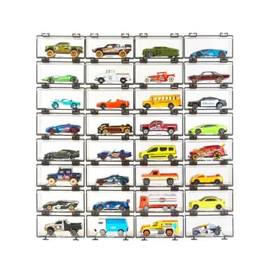 Saichotoy Display Case Compatible with Hot Wheels - Stackable Toy Car Storage, Transparent Organizer for Matchbox 1/64 Scale Diecast Cars (32 Packs, Clear Case Only) - Image 1