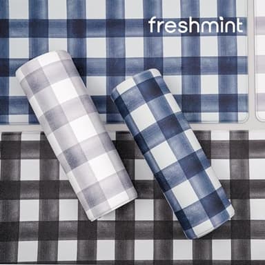 FRESHMINT Modern Farmhouse Plaid 2 Piece Set Kitchen Mats for Floor Anti Fatigue Waterproof & Non-Skid Kitchen Rugs Cushioned Kitchen Mat for Standing Washable Comfort Desk Kitchen Runners - Image 7