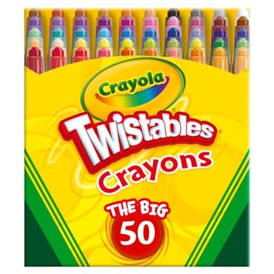 Crayola Mini Twistables Crayons for Kids (50ct) Stocking Stuffers & Holiday Gifts, No Peel Toddler Crayons for Coloring Books, Arts & Crafts Supplies, 3+ - Image 1