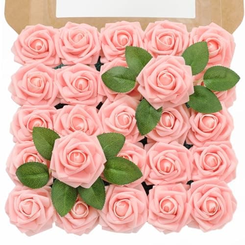 TINGE TIME Artificial Flowers 3" Rose, 25pcs Flowers with Stem, Roses for DIY Wedding Decorations Bouquets Centerpieces Boutonniere Floral Arrangements Bridal Shower (Pink) - Image 1