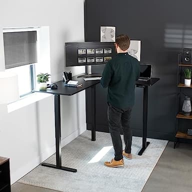 VIVO Electric Corner 63 x 55 inch L-Shaped Standing Desk, Memory Height Adjustment, Black Top Black Frame, DESK-E3CTB - Image 2