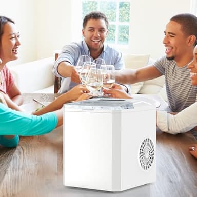 SMUG Ice Makers Countertop with Handle, Portable Ice Machine, 9 Bullet Ice Cubes in 6 Mins, 26lbs in 24Hrs, Auto-Cleaning, with Basket and Scoop, for Home, Kitchen, RV, Camping, White - Image 5