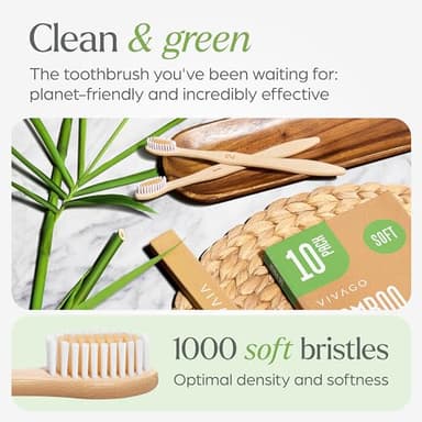 VIVAGO Bamboo Toothbrushes Bulk Soft Bristles (50 Pack) - Eco-Friendly, Natural Wooden Toothbrush - Image 2