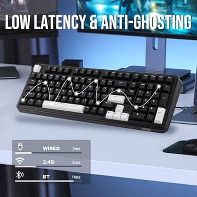 EPOMAKER TH99 Tri-Mode Wireless Mechanical Keyboard with 8000mAh Battery, Hot Swappable Custom RGB Gaming Keyboard with Numpad, Gasket Creamy for PC/Mac/Office (Black) - Image 5