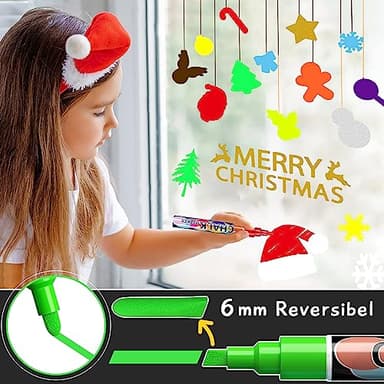 Liquid Erasable Chalk Markers Pens - 12 Colors Washable & Wet Erase Neon Makers for Blackboard, Chalkboard Signs, Glass Window, Graduation Celebration School Kids Art for Cars - Image 4