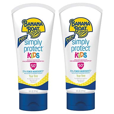 Banana Boat 100% Mineral Kids Sunscreen Lotion SPF 50, Twin Pack | Banana Boat Mineral Sunscreen for Kids, Childrens Sunblock SPF 50, Oxybenzone-Free, 6oz each (Pack of 2) - Image 1