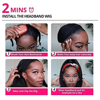TNICE Headband Wig Human Hair Straight 22 Inch Headband Wigs for Black Women Glueless None Lace Front Human Hair Wigs Brazilian Virgin Hair Machine Made Headband Wigs 150% Density Natural Color - Image 8