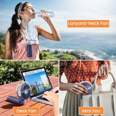 HandFan 5200mAh Upgraded Handheld Misting Fan, Portable Mister Fan Rechargeable, Spray Water Mist Fans, Electric Hand Cooling Ice Fans for Summer Beach Travel Concerts, Gifts for Women(Royal Blue) - Image 8
