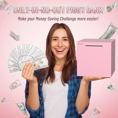 hizgo Adults Pink Piggy Bank, Stainless Steel Piggy Bank for Adults/Kids Must Break to Open, Unopenable Money Saving Box(7.9-inch, Pink) - Image 5