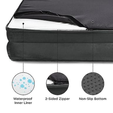 Bedsure Orthopedic Dog Beds Large Sized Dog - Washable Large Dog Cat Bed Waterproof, Comfort Dogs Couch Sofa with Washable Removable Cover, Pet Bed with Nonskid Bottom, Dark Grey, 35" - Image 3