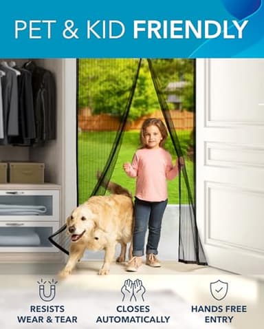 FLUX Magnetic Screen Door - Self-Closing, Pet-Friendly, Durable Polyester Mesh Screen Door with Powerful Magnetic Attachments, Keeps Bugs Out, Fits Sliding Doors and Standard Doors up to 32" x 80" - Image 6