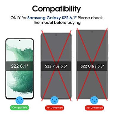 amFilm Privacy Screen Protector Samsung Galaxy S22 5g 6.1 inch with 2 Pack Camera Lens Protector, Anti Spy, Fingerprint ID Compatible, Easy to Installation, Hybird, 2+2 Pack - Image 2