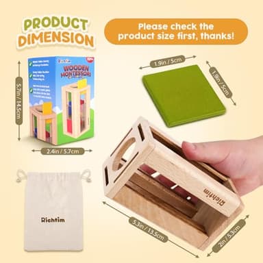 Richtim Montessori Toys for 1-3 Year Old: Color Sorting Wooden Drawer Box Toy for Toddlers Square Color Sorting - Image 2