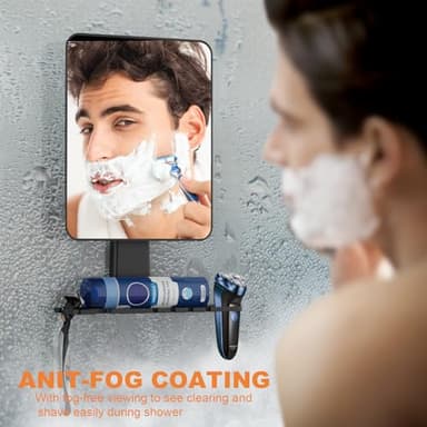 Jobsonslates Shower Mirror Fogless for Shaving, Fogless Mirror for Shower with Razor Holder, NO-Drilling & Removable, Shatterproof & Waterproof with 2 Adhesive Hooks - Image 5