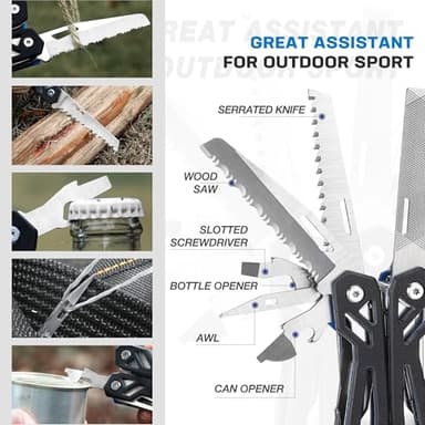 MOSSY OAK Multitool, 21-in-1 Stainless Steel Pocket Knife with G10 Handle, Screwdriver Sleeve, Self-locking Pliers with Sheath-Perfect for Outdoor, Survival, Camping, Hiking, Simple Repair - Image 6