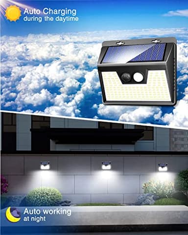 Peasur Solar Powered Lights Outdoor, 140 LED 8Pack Motion Sensor Light Outside, IP65 Waterproof Fence Security Lighting with 3 Modes for Yard Wall Garden Cool White - Image 6