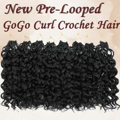 Pre looped Gogo Curl Crochet Hair 12 Inch 8 Packs Pre twisted Short Curly Crochet Hair for Black Women Ocean Wave Braiding Hair Water Wave Deep Braiding Hair (12 inch 1B) - Image 3