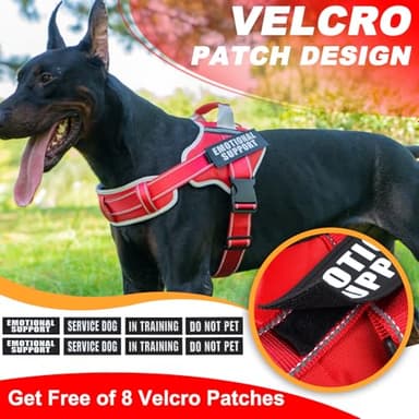 Neck Padded Dog Vest Harness and Leash Set, No Pull Adjustable Service Pet Harness with 8 Dog Patches, Reflective in Training Easy Control Pet Vest with 5ft Dog Leash for Medium & Large Dogs - Image 3