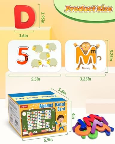 Gojmzo Alphabet Flash Cards, ABC Learning Toys for Kids 3-5, Wooden Letters Number Blocks Sight Words Matching Game, Toddler Preschool Learning Activities, Montessori Educational Toys for 3+ Year Old - Image 6