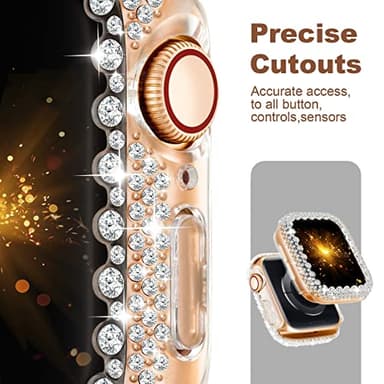 Bling Bumper Case Compatible with Apple Watch Series 6/5/4/SE 3/SE 2/SE 44mm, Diamond Protective Face Cover for Women, Hard PC Frame Protector for iWatch 44mm - Image 4