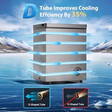 3.5 Cu.Ft Small Chest Freezer, Mini Deep Freezer with Removable Basket, Adjustable Temperature, Free Standing Top Open Door Energy Efficient Compact Freezer for Apartment, Home, Office, Garager，Gray - Image 9
