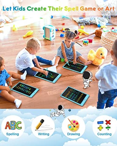 FLUESTON LCD Writing Tablet, Doodle Board Toys Gifts for 3-8 Year Old Girls Boys, 10 Inch Colorful Electronic Board Drawing Pad for Kids, Gifts for Toddler Educational Learning Travel Birthday, Blue - Image 4