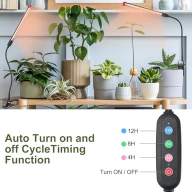 3-Pack Clip Grow Lights for Indoor Plants with Timer 4,8,12 Hr, 9W Power Home Plug, FECiDA 2025 Brightest Mini LED Grow Light for Bonsai, Pot Plants, Small Full Spectrum Plant Growing Lamps - Image 5