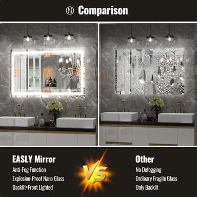 LED Bathroom Mirror, 30x40 Inch White Framed Gradient Front and Backlit Vanity Mirror, Anti-Fog, Dimmable, Wall Mounted Horizontal/Vertical Lighted Mirror,LED Vanity Mirror - Image 5