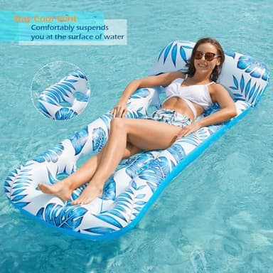 Jasonwell Inflatable Pool Float Lounge - 2 Pack Floaties Rafts for Adults Floating Lounger Sun Tanning Floats Cool Water Floaty Swimming Lake Beach Party Toys - Image 3